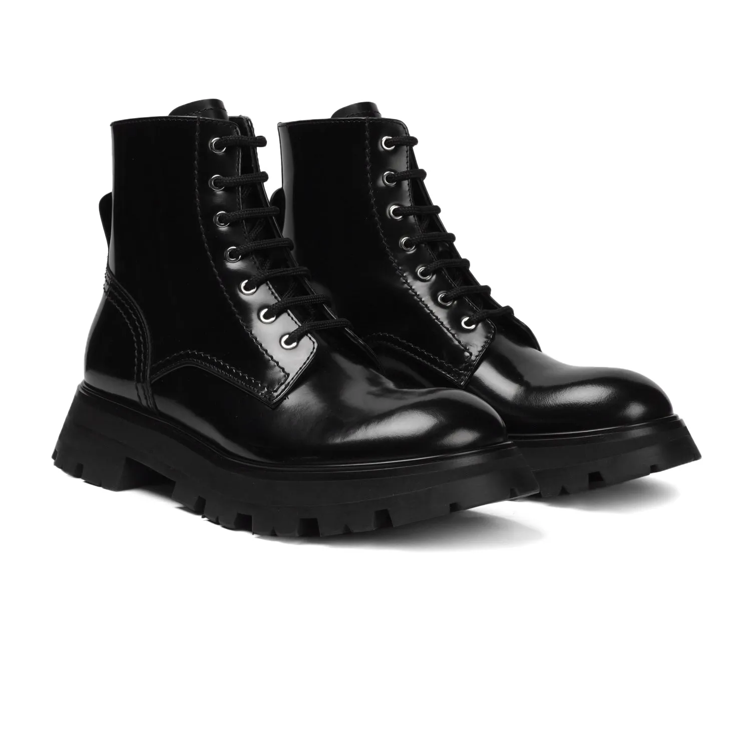 ALEXANDER MCQUEEN COMBAT ANKLE BOOTS IN BLACK