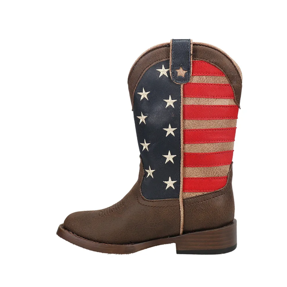 American Patriotic Square Toe Cowboy Boots (Little Kid)