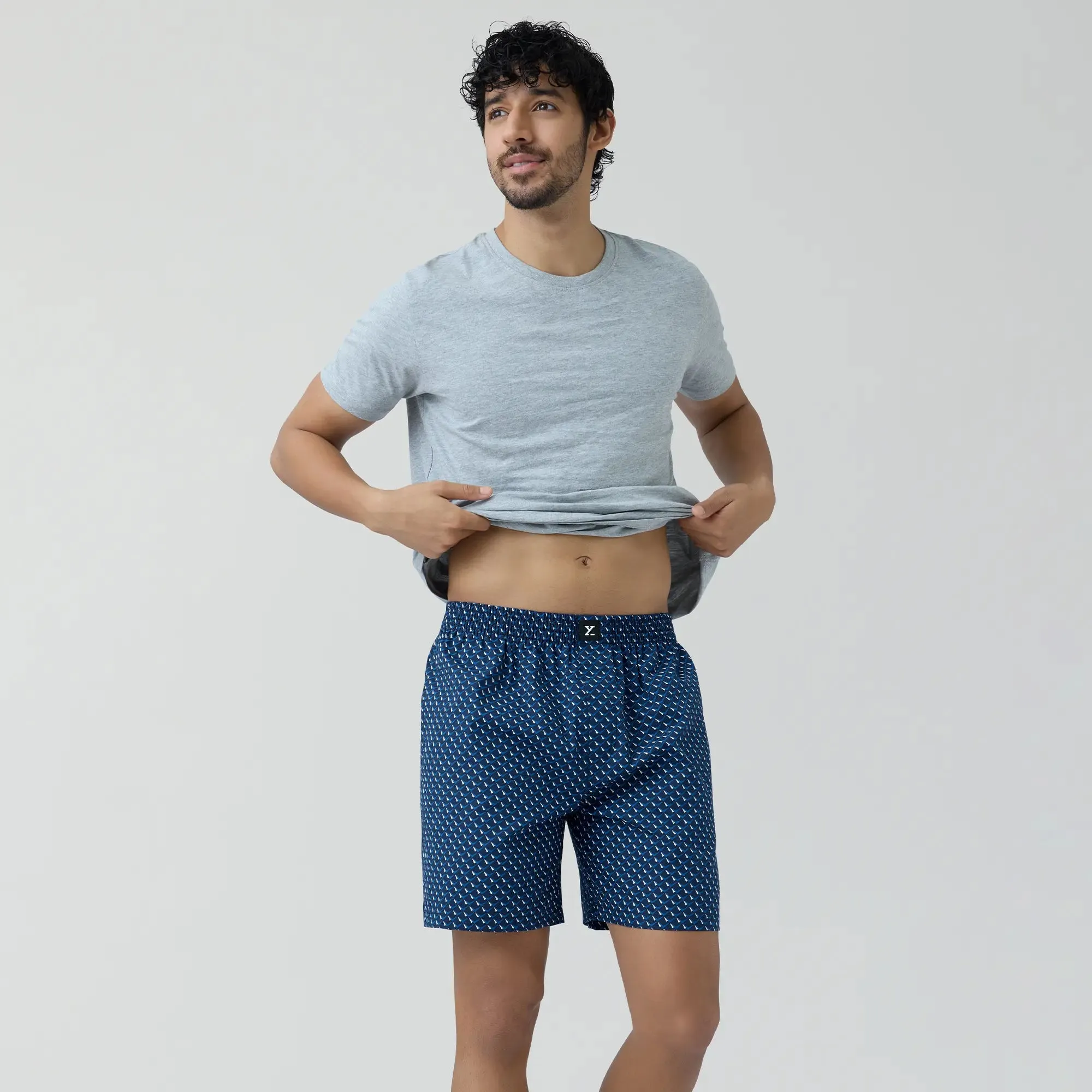 Astor Combed Cotton Boxer Shorts Arrow Blue