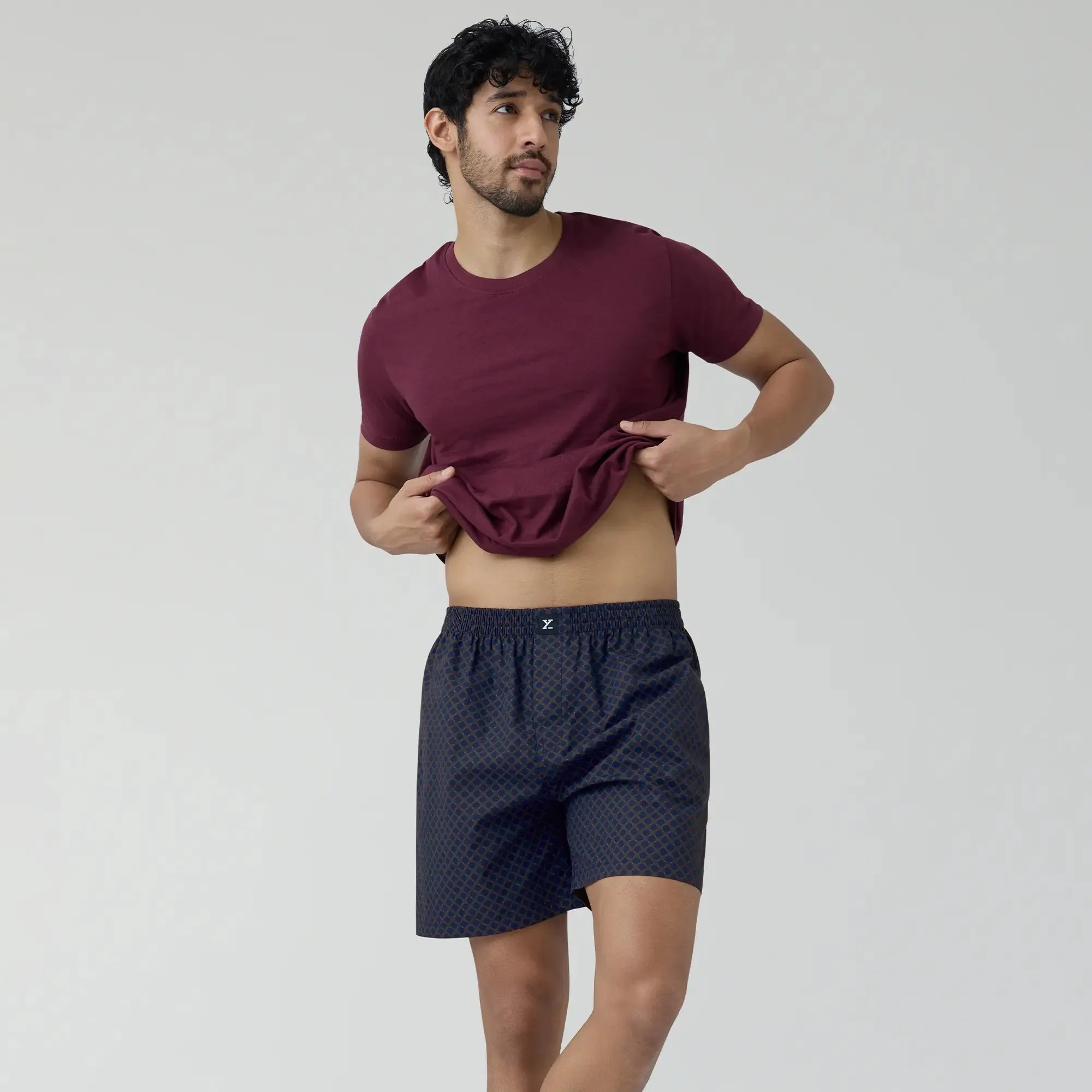 Astor Combed Cotton Boxer Shorts Blue Circle