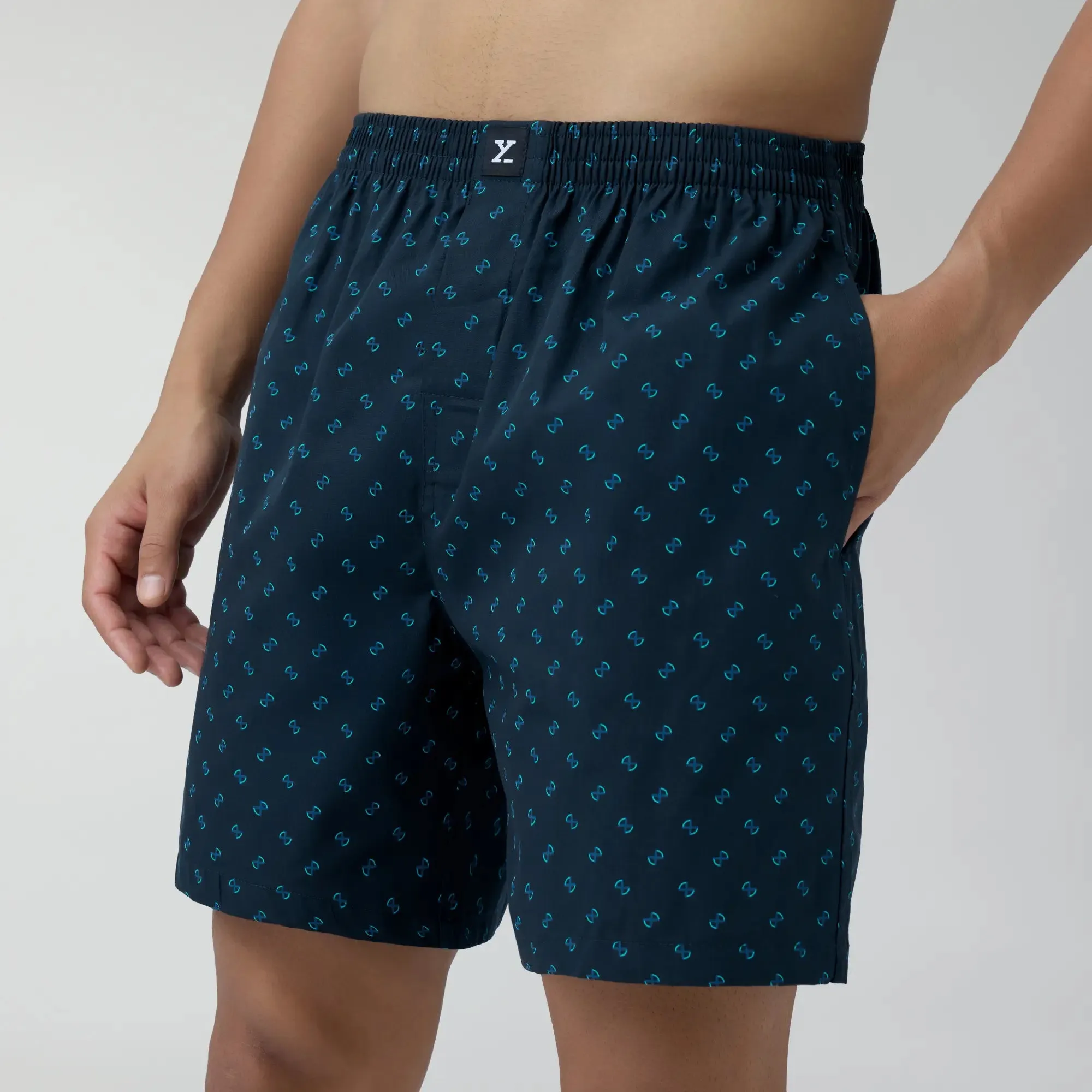 Astor Combed Cotton Boxer Shorts Infinity Blue