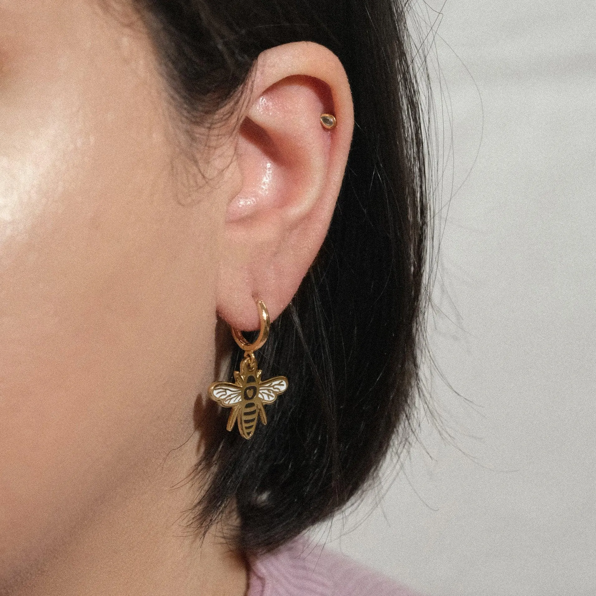 Bee Huggie Hoop Earrings