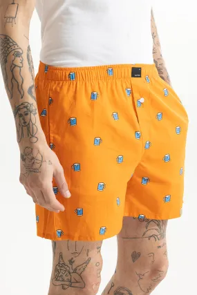 Beer Print Orange Boxer