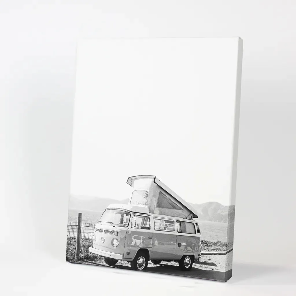 Black and White Hipster Van Poster. Summer Travel