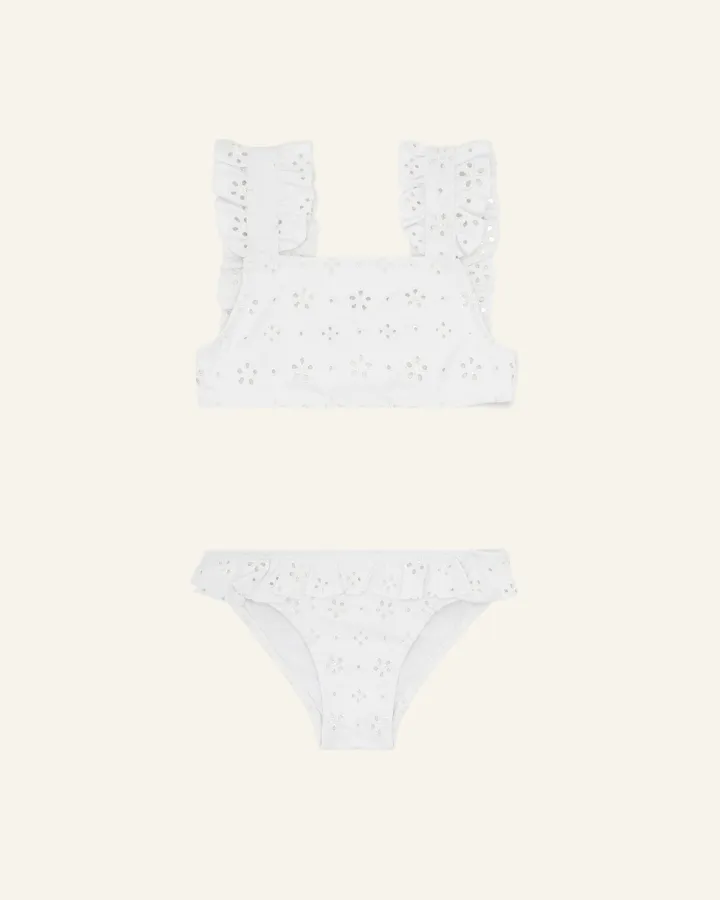 EYELET RUFFLE BIKINI