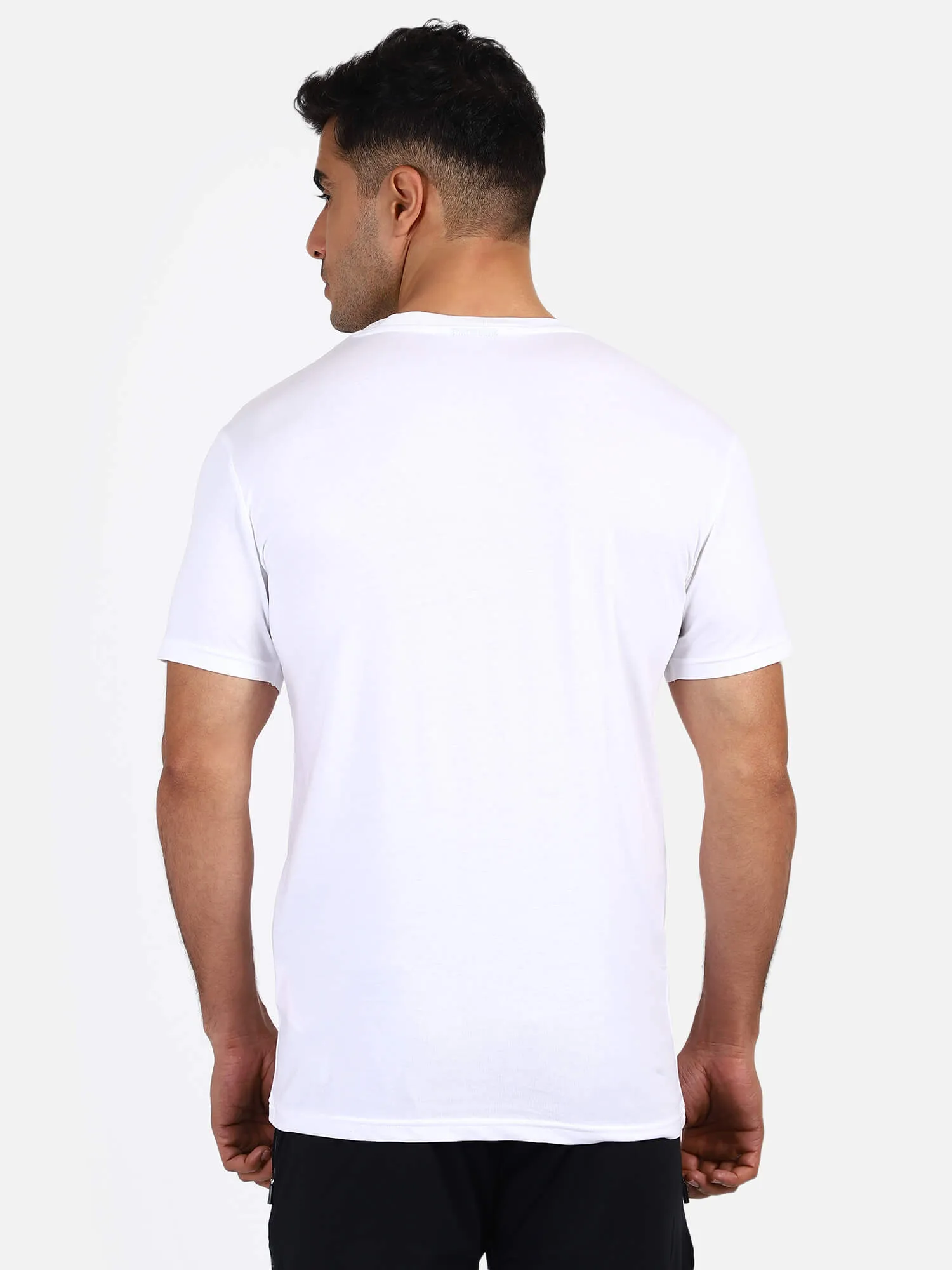 Go Men Cotton White Logo T-Shirt