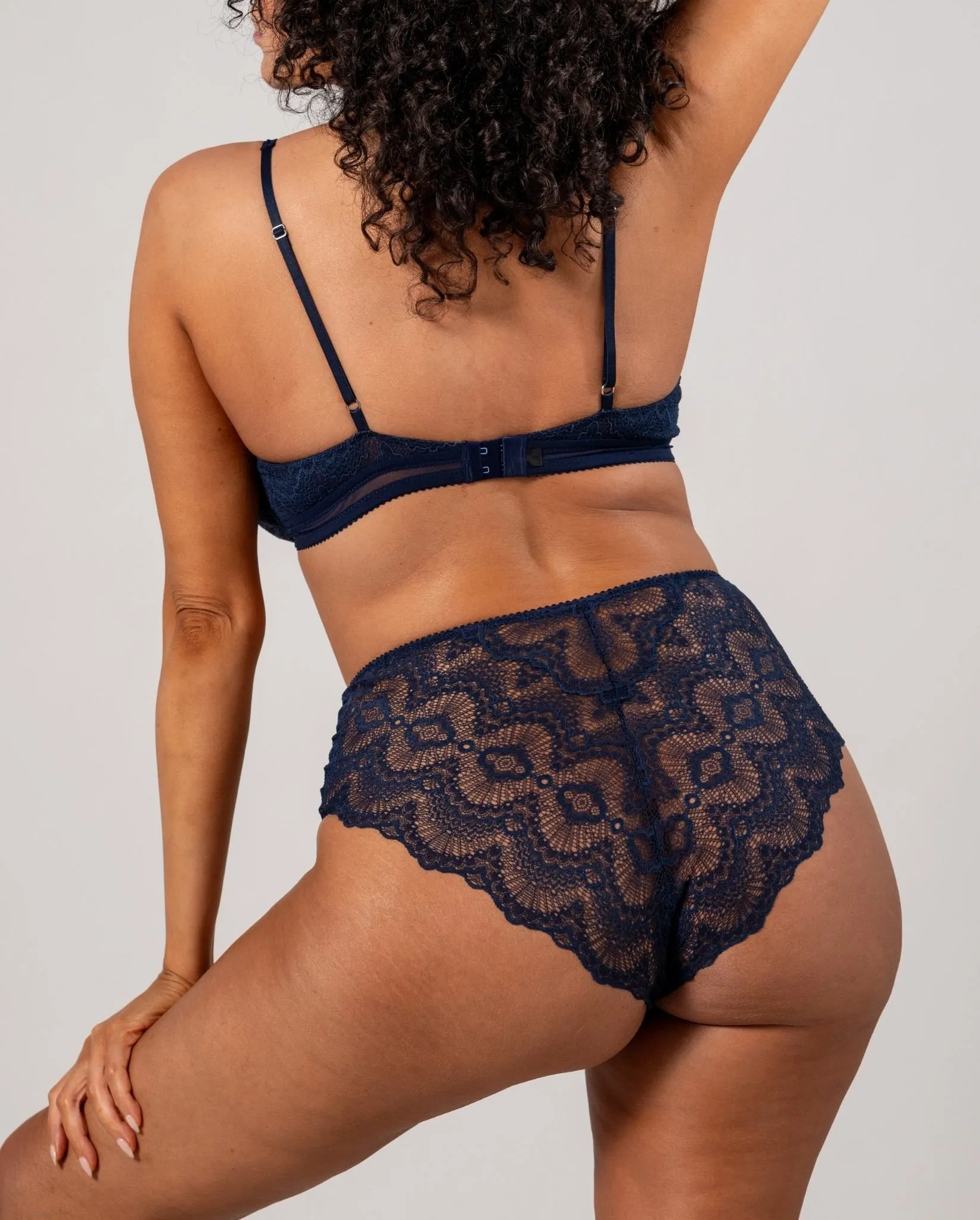 Lace Mesh Highwaist Briefs Navy