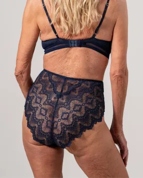 Lace Mesh Highwaist Briefs Navy