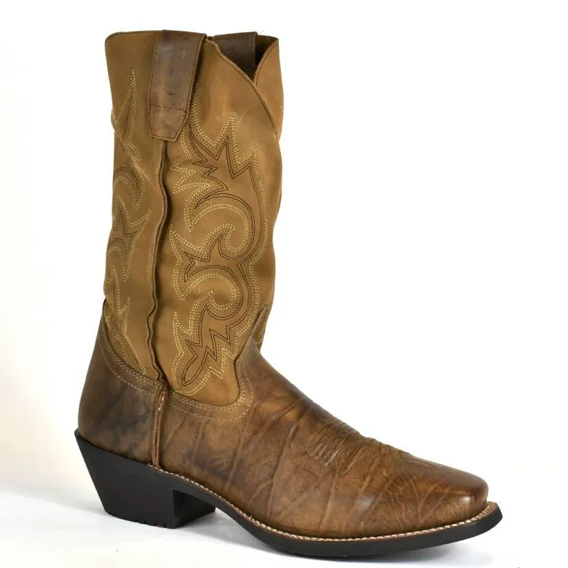 Laredo Men's Fashion Slouch Brown Leather Cowboy Boots 9-1