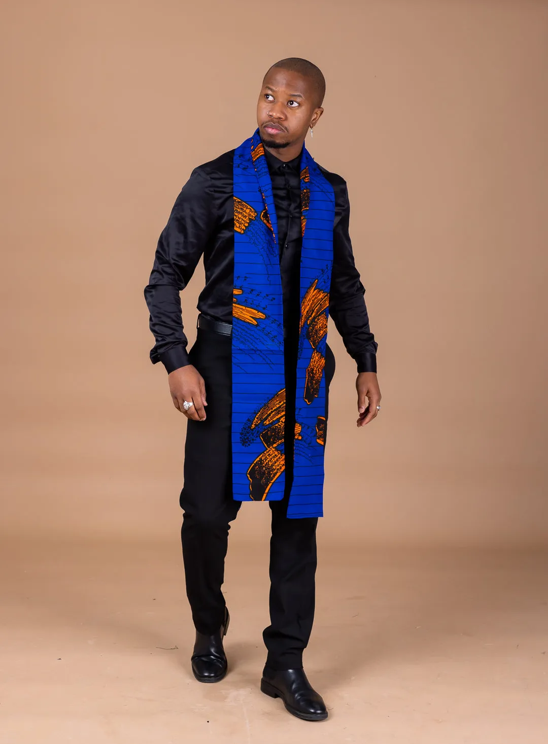 Maxwell Blue Ankara Neck Scarf for Men