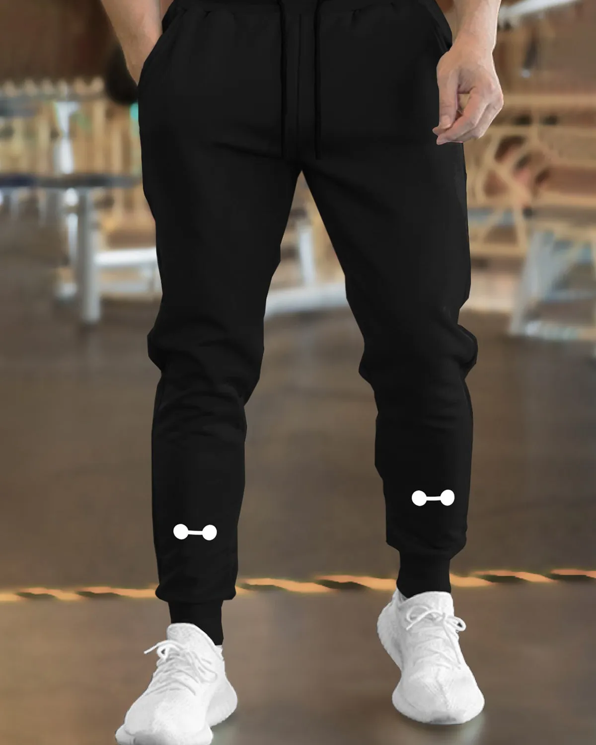 Men Black TrackPant with Cuffed Ankles