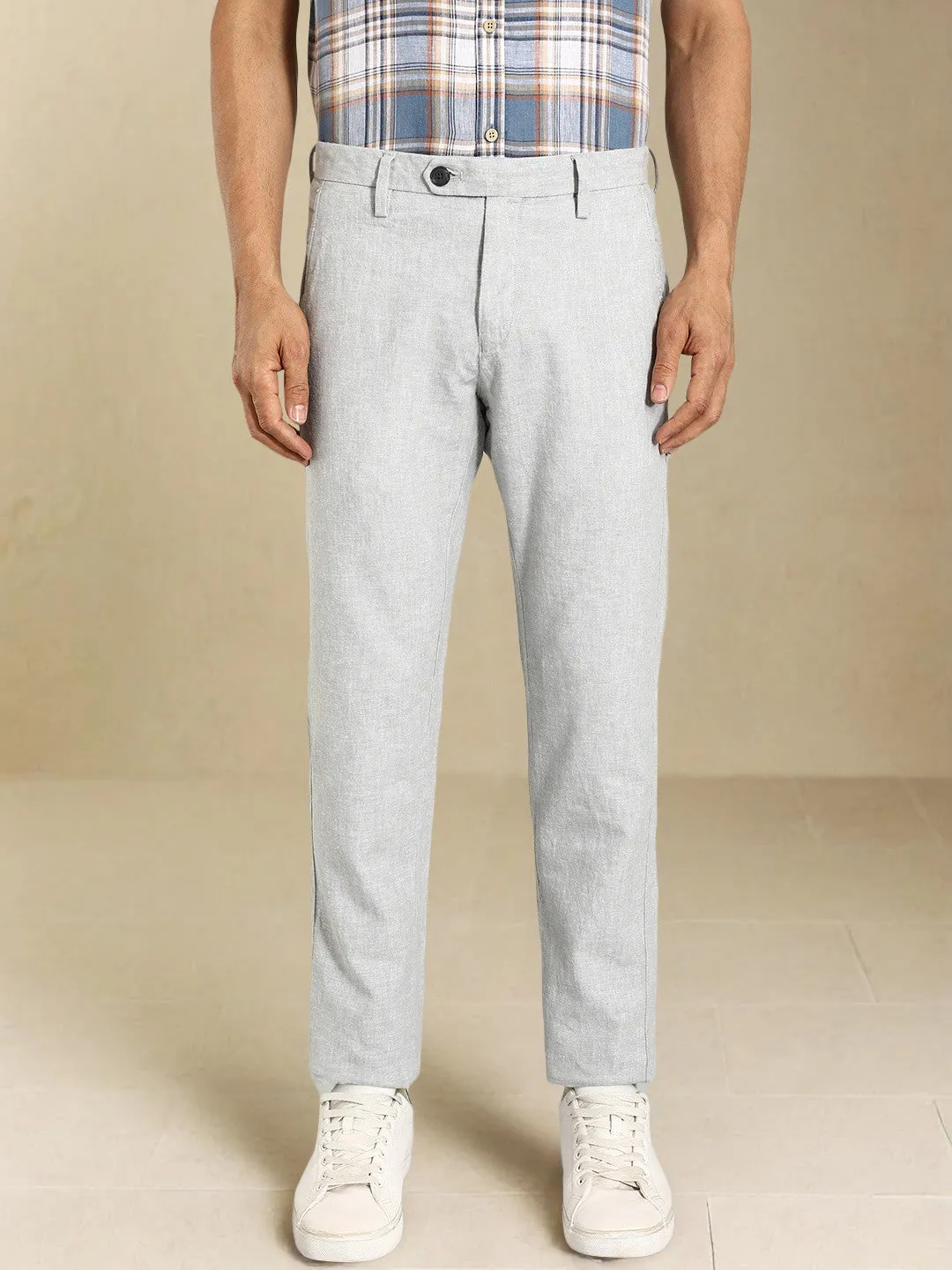 Men Brooklyn Fit Linen Blend Trouser