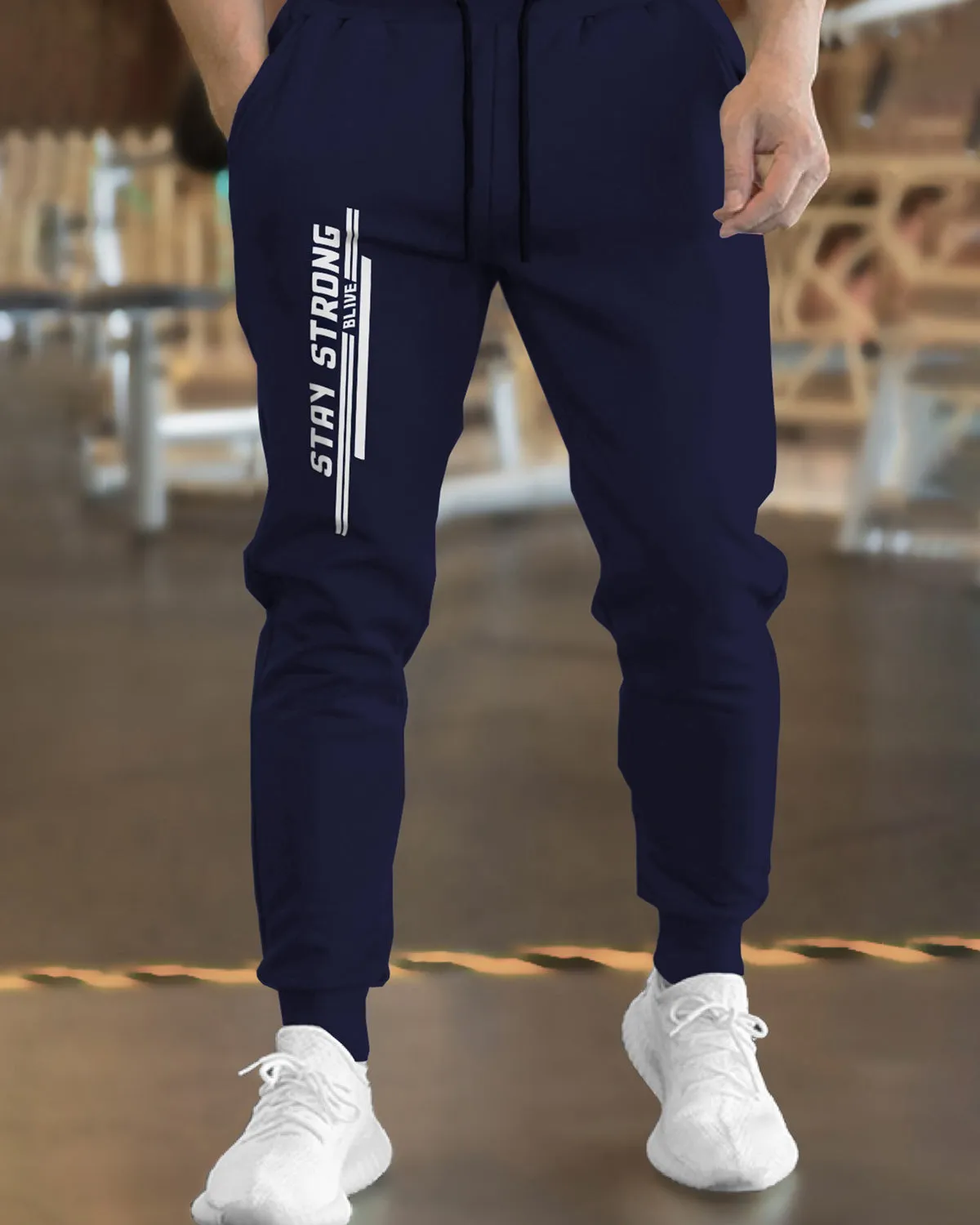 Men Navyblue Cuffed Track Pant