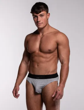 Mens Classic Ribbed Briefs - Grey