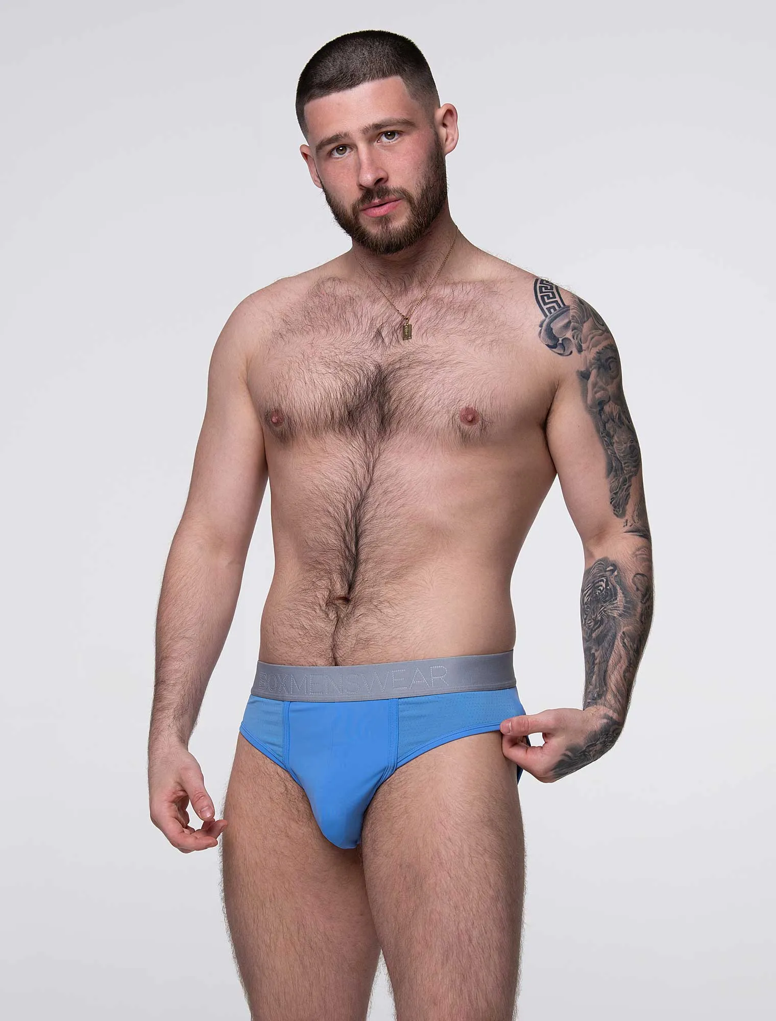 Mesh Panel Briefs - Coastal Blue