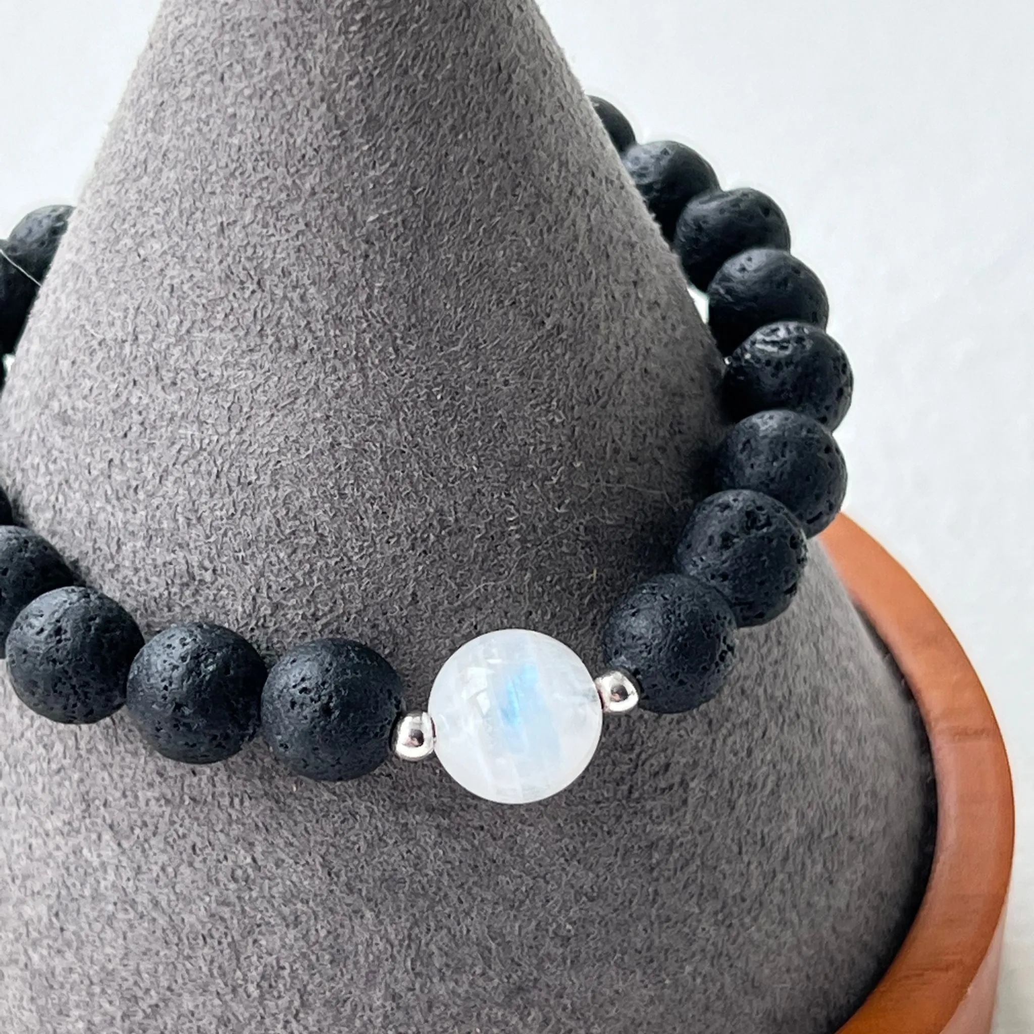 Moonstone & Lavastone Men Bracelet