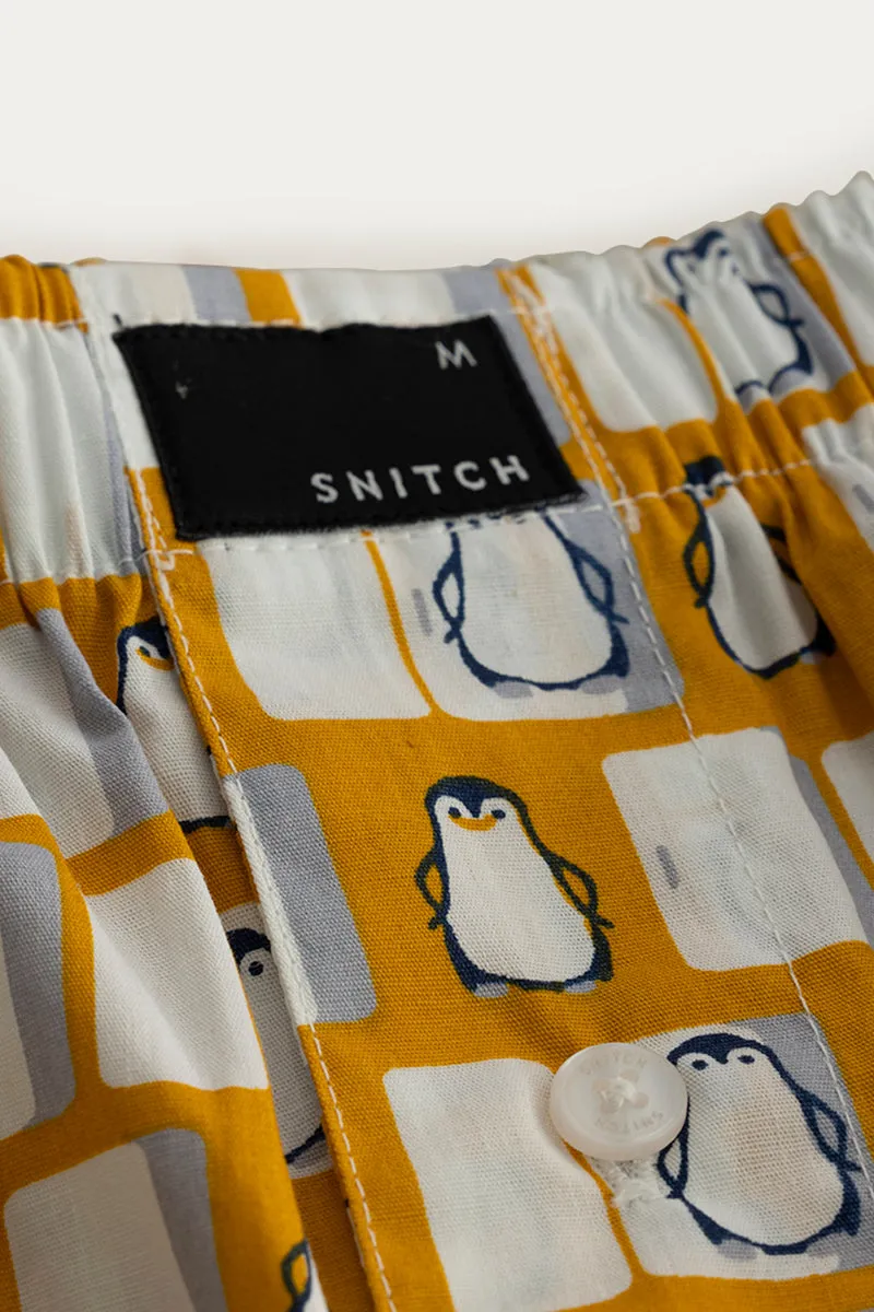 Penguin Box Print Yellow Boxer