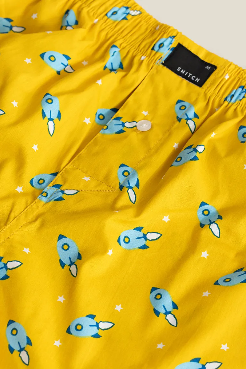 Rocket Print Yellow Boxer