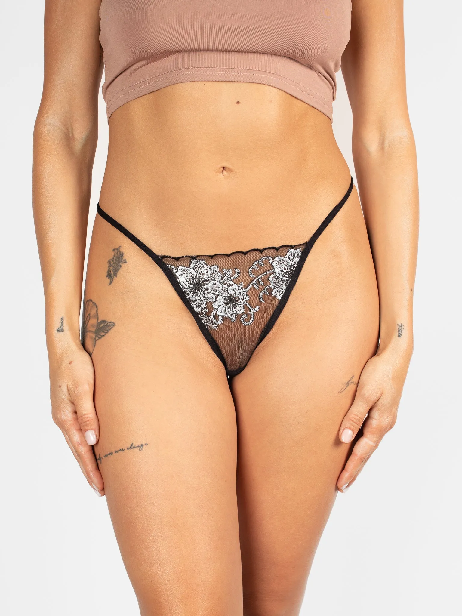 Silver Petal Garden Thong