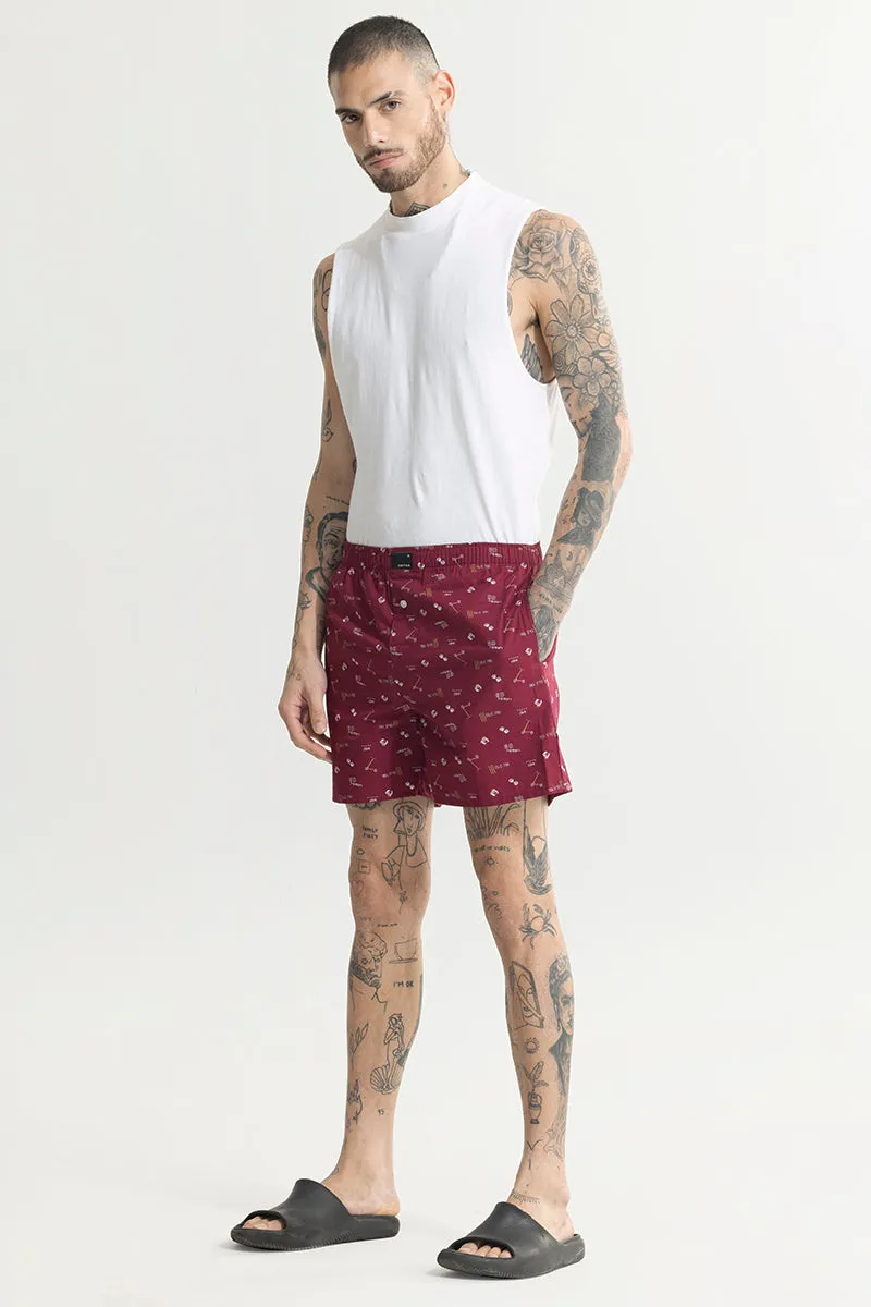 Skateboard Print Red Boxer