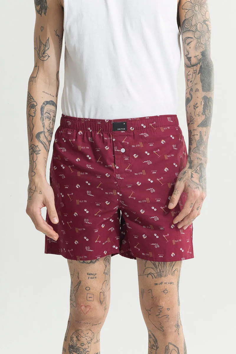 Skateboard Print Red Boxer