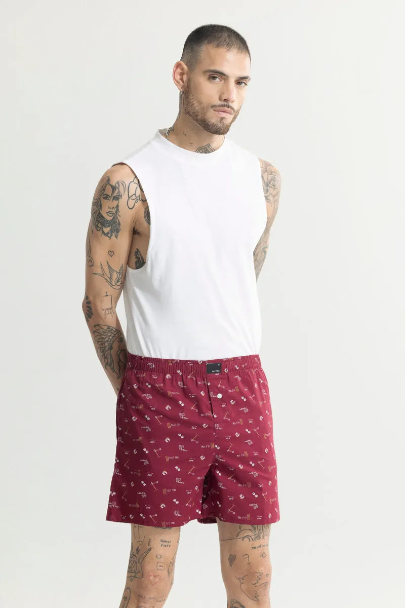 Skateboard Print Red Boxer